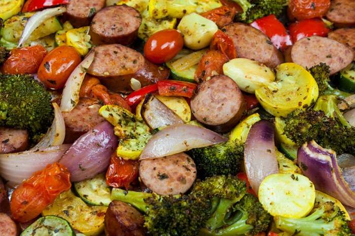 Sausage and vegetable sheet pan dinner