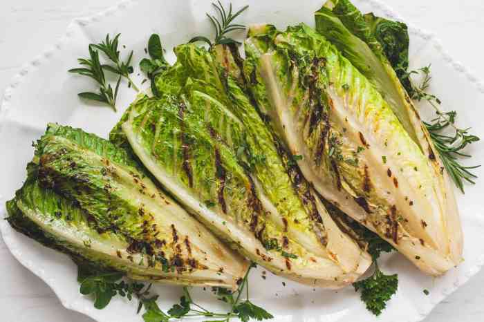 Grilled hearts of romaine