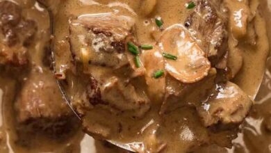 Oven baked beef stroganoff