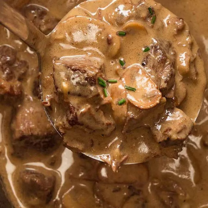 Oven baked beef stroganoff