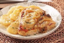 Pork chops with creamy scalloped potatoes