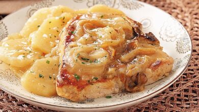 Pork chops with creamy scalloped potatoes