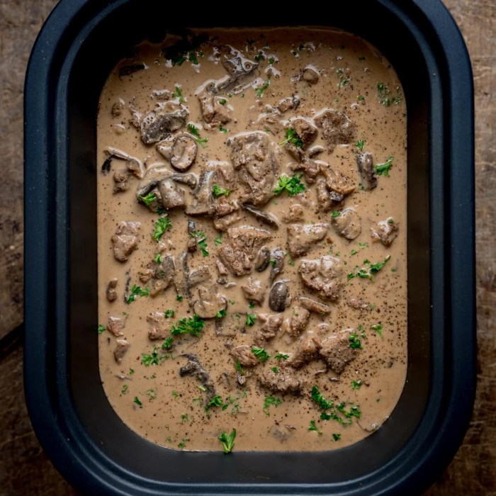 Slow cooker beef stroganoff i