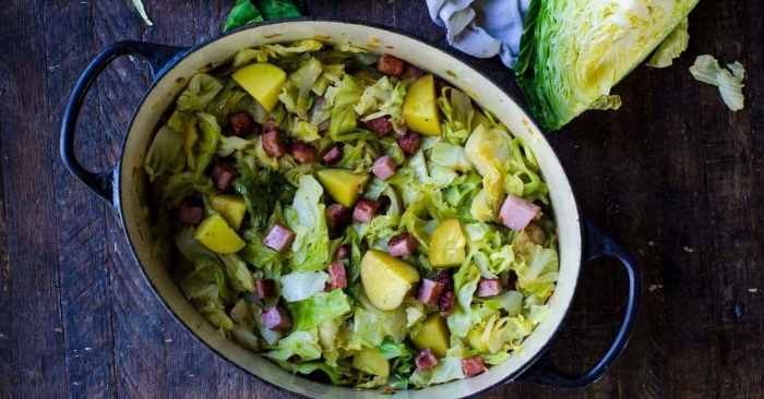 Skillet ham cabbage and potatoes
