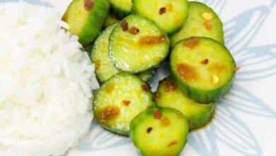 Kims summer cucumber pasta salad