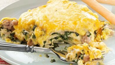 Sausage spinach alfredo lasagna