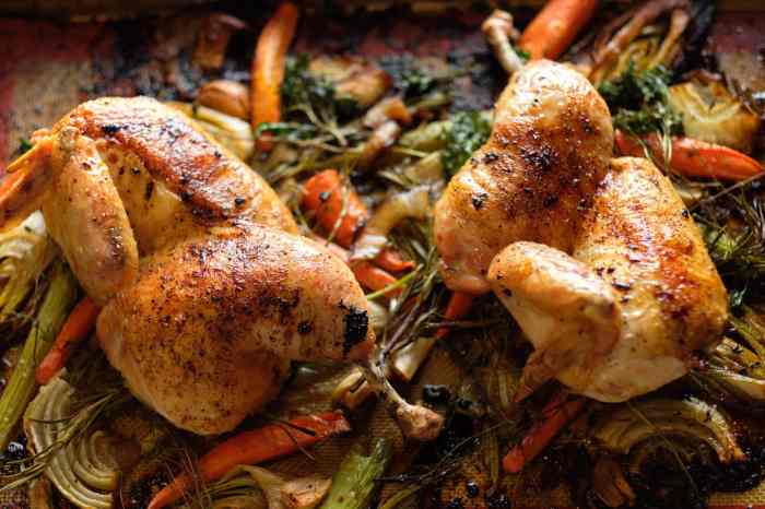 Butterflied roast chicken with lemon and rosemary