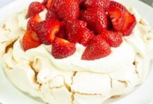 Chef johns pavlova with strawberries