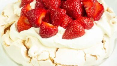 Chef johns pavlova with strawberries