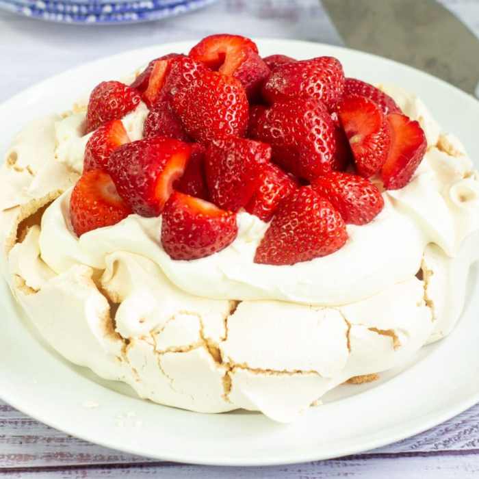 Chef johns pavlova with strawberries