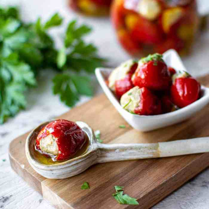 Marinated stuffed cherry peppers