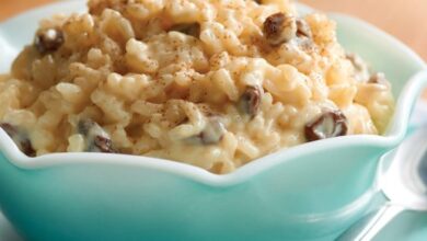 Grandmas baked rice pudding with meringue