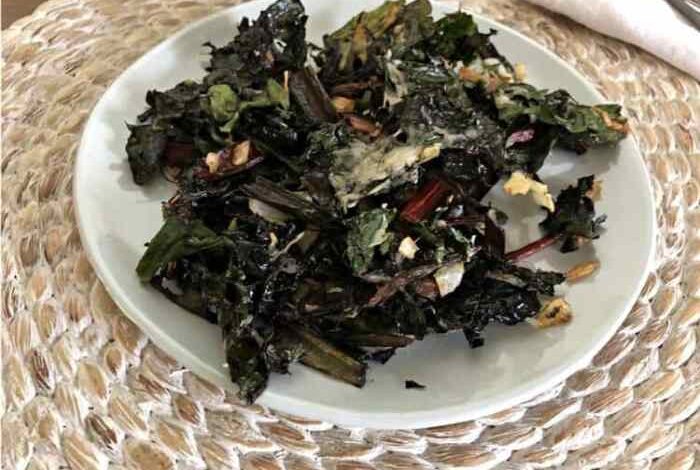 Roasted swiss chard with feta