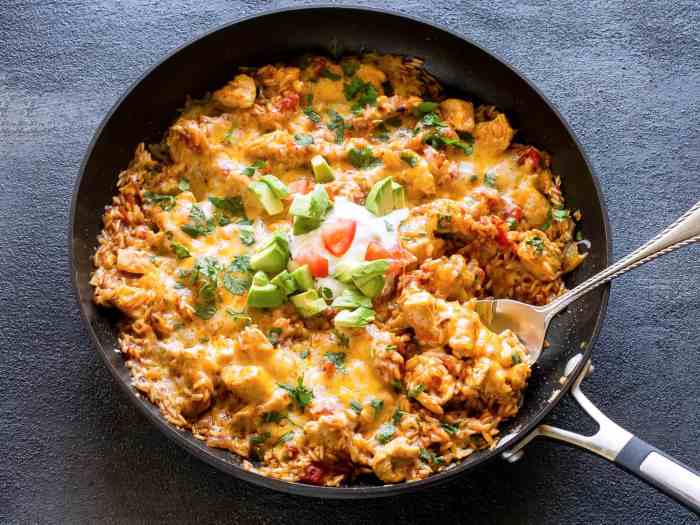 Mexican inspired chicken thigh and rice skillet