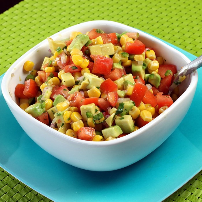 Tomato corn and avocado salsa