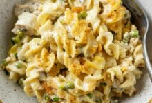 Mediterranean style skillet tuna casserole