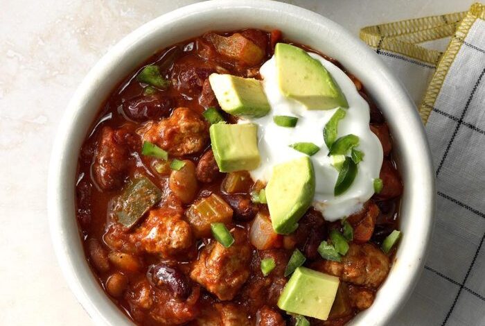 Lauras quick slow cooker turkey chili