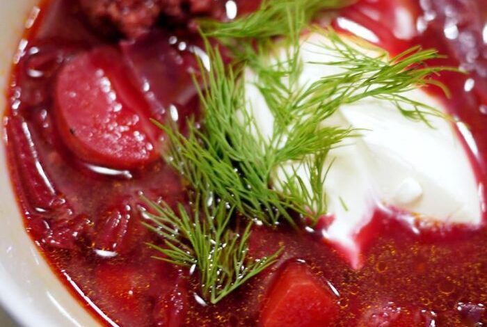 Ukrainian red borscht soup