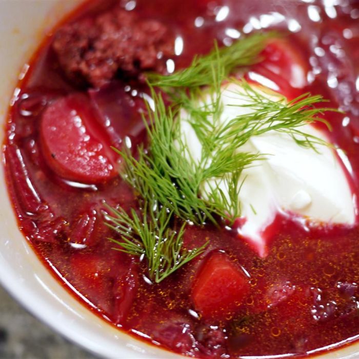 Ukrainian red borscht soup