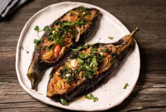 Armenian stuffed eggplant imam bayildi