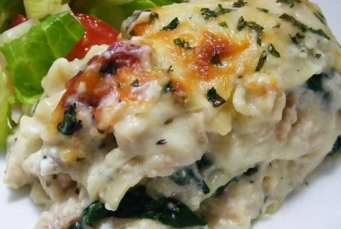 White cheese chicken lasagna