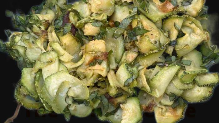 Warm zucchini basil salad