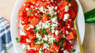 Herb watermelon feta salad