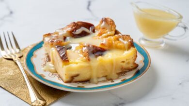 White chocolate bread pudding