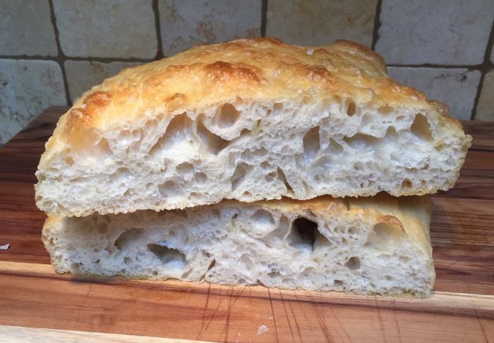 No knead big bubble focaccia