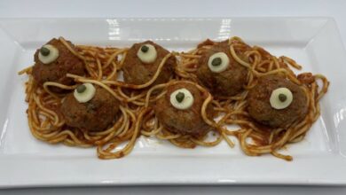 Zombie eyes halloween meatballs