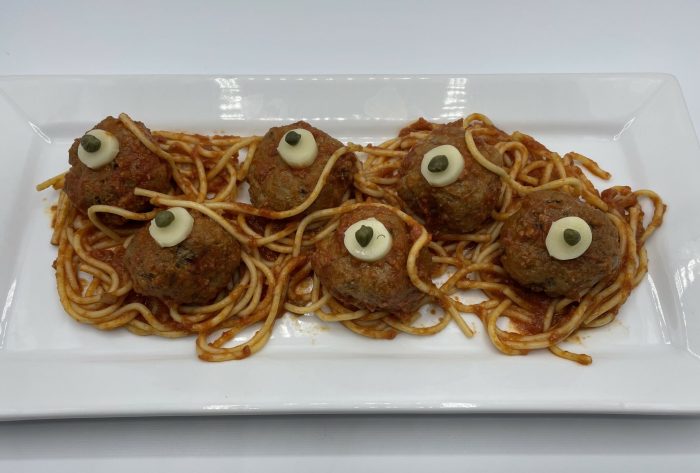 Zombie eyes halloween meatballs