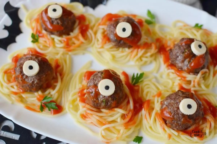 Zombie eyes halloween meatballs