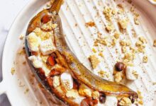 Air fryer smores banana boats