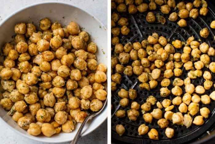 Air fryer buffalo ranch chickpeas