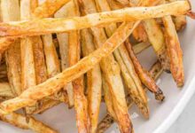 Air fried purple yam fries with sour cream sriracha sauce