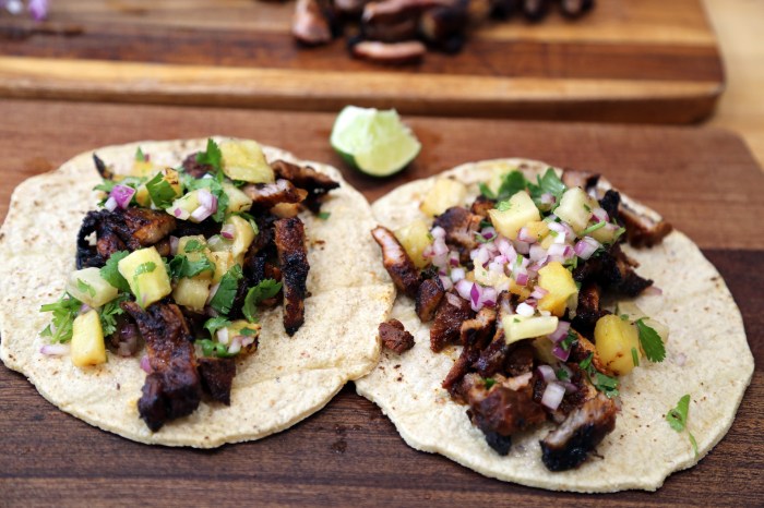 Grilled pork tacos al pastor