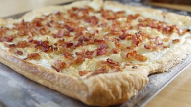 Tarte flambee alsatian bacon onion tart