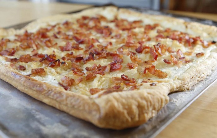 Tarte flambee alsatian bacon onion tart