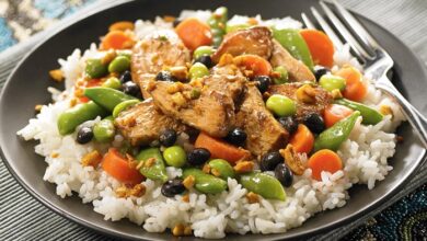 Garlic chicken vegetable and rice skillet