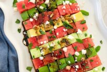 Avocado watermelon spinach salad