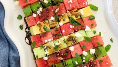 Avocado watermelon spinach salad