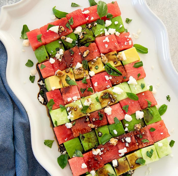 Avocado watermelon spinach salad