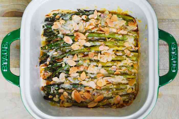 Asparagus with sliced almonds and parmesan cheese