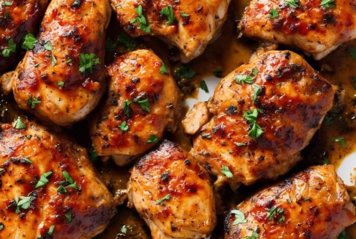 Baked marinated chicken thighs