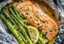 Salmon with garlic butter sauce