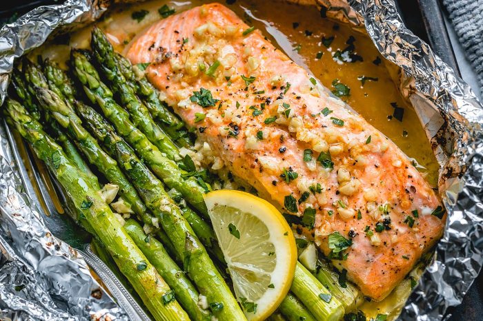 Salmon with garlic butter sauce