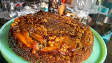 Homemade banana upside down cake