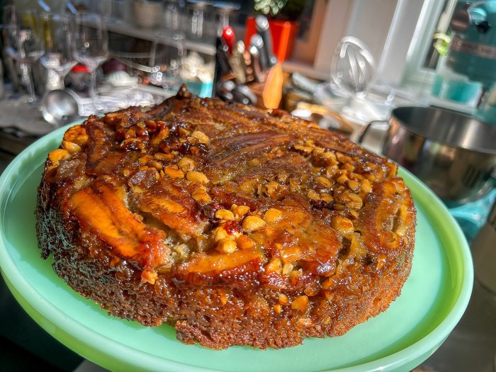 Homemade banana upside down cake