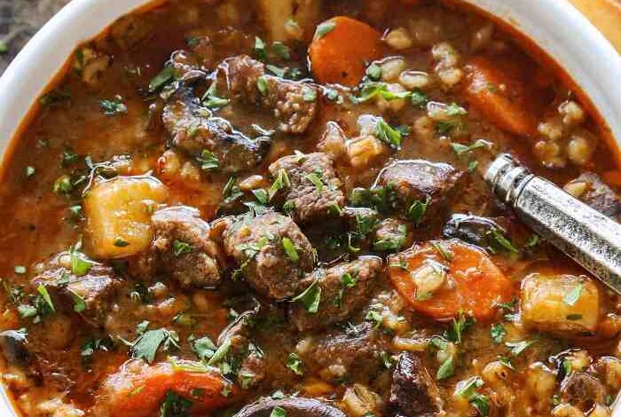 Chef johns beef and barley stew