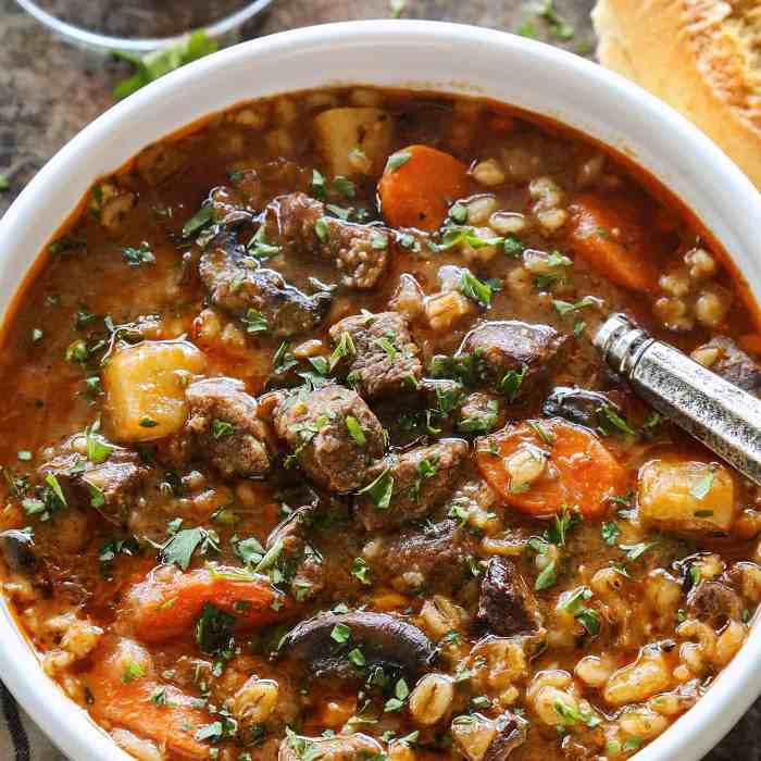 Chef johns beef and barley stew